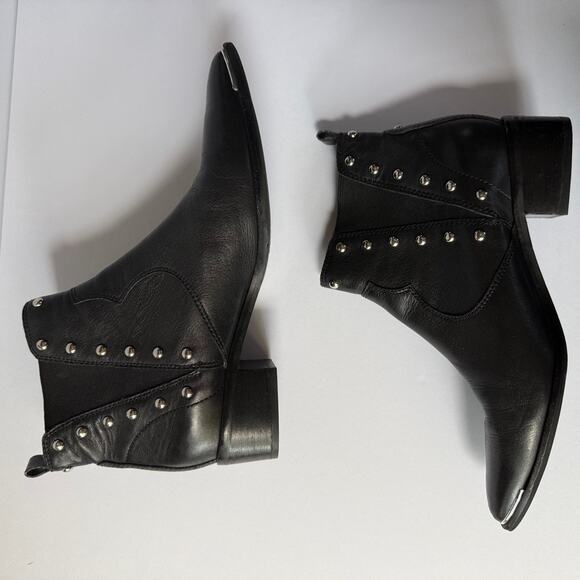 MARC FISHER LTD Black Leather Studded Ankle Boot 9.5 - Picture 7 of 16